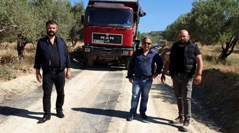 Σε σημείο των εργασιών ο επικεφαλής της «Μεγάλης Γόρτυνας», Μιχάλης Κοκολάκης, με αντιδημάρχους.