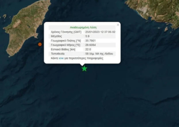 Iσχυρός σεισμός 5,9 Ρίχτερ ανοιχτά της Ρόδου