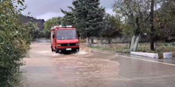 Υπερχείλιση ποταμού στον Άγιο Γεώργιο στο Οροπέδιο Λασιθίου λόγω κακοκαιρίας